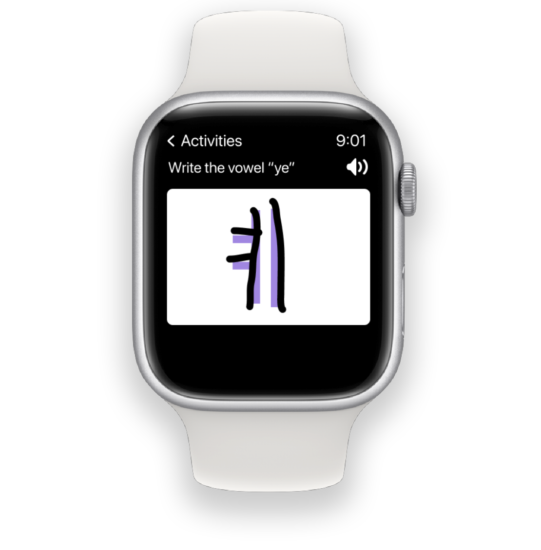 Apple Watch with character tracing activity